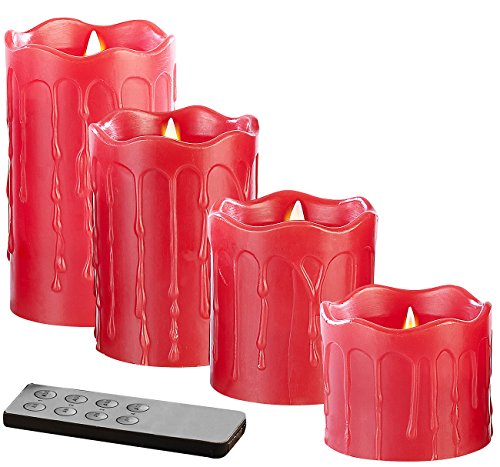 Britesta Adventskerzen: 4 flackernde LED-Echtwachskerzen, Höhe Abgestuft, rot (LED Adventskerzen, Kerzen Adventskranz, Batterie Leuchten) von Britesta