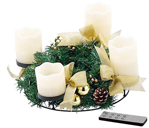 Britesta Adventskranz mit weißen LED-Kerzen, goldfarben geschmückt von Britesta