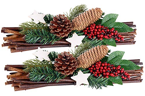 Britesta Gestecke Weihnachten: 2er-Set Handgefertigte Weihnachts- & Adventsgestecke, Tannenzapfen (Dekoration Weihnachten, Tischschmuck, Adventskranz) von Britesta