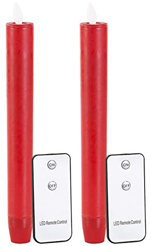 Britesta Kerzen mit Batterie: LED-Stabkerze mit beweglicher Flamme und Fernbedienung, rot, 2er-Set (Stab Kerzen, Nostagiekerzen, Fernbedienungen) von Britesta