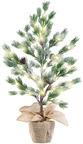Britesta LED Lichterbaum: Deko-Nadelbäumchen im Topf, mit 24 LEDs, Kunstschnee und Zapfen, 70 cm (Weihnachtsbaum im Topf, Tisch Lichter-Baum, Weihnachtsbaumbeleuchtung kabellos) von Britesta