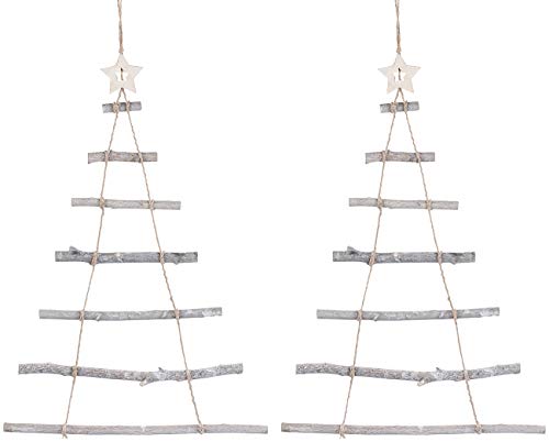 Britesta Weihnachtsdeko: 2 Deko-Holzleitern in Weihnachtsbaum-Form zum Aufhängen, 48 x 78 cm (Deko Weihnachtsbaum Holz, Weihnachtsbaum Leiter Deko, Lichterketten) von Britesta