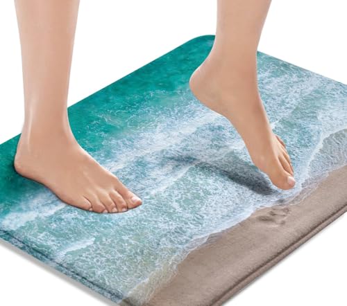 Britimes Badematte für Badezimmer, rutschfest, blau, Strand, Sandwellen, waschbar, Bodenmatte, Badezimmer-Dekoration, 45,7 x 76,2 cm, für Küche, Schlafzimmer, Innenbereich Britimes Badematte für Badezimmer, rutschfest, blau, Strand, Sandwellen, waschbar, Bodenmatte, Badezimmer-Dekoration, 45,7 x 76,2 cm, für Küche, Schlafzimmer, Innenbereich von Britimes