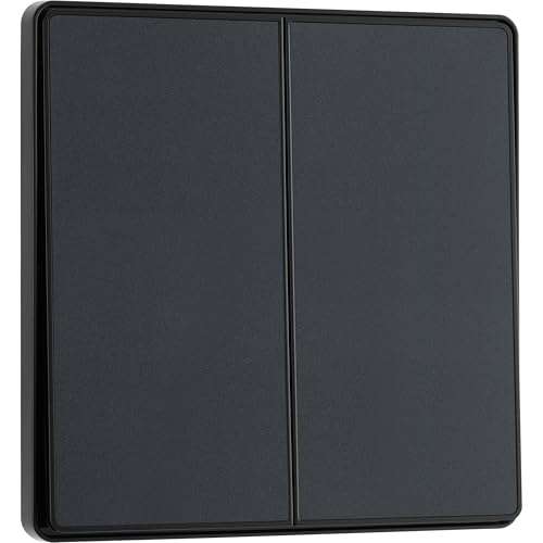 BG Electrical PCDMG42EB Doppelwand-Lichtschalter, 2-Wege, Rand-zu-Edge-Wippen, schraubenloses Aussehen, runde Kanten, Evolve, mattgrau, 20 A, 16 AX, PCDMG42EB von British General (BG)