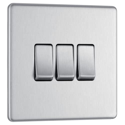 BG 10AX Flachblechschalter, 3-fach, 2-Wege, gebürsteter Stahl. BG 10AX Flachblechschalter, 3-fach, 2-Wege, gebürsteter Stahl. von British General