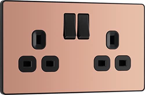 BG Electrical PCDCP22B Doppelschalter-Wandsteckdose, schraubenlos, Evolve, poliertes Kupfer, 13 A, 13 A von British General