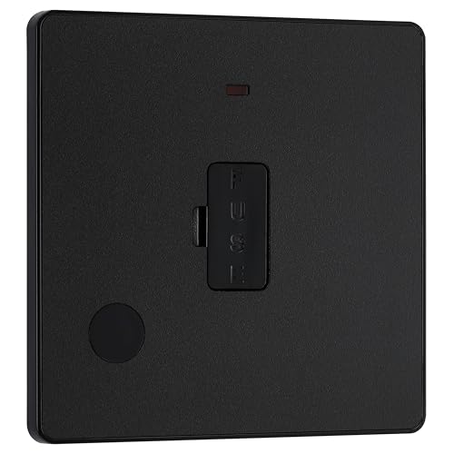 BG Electrical PCDMB54B ungeschaltete gesicherte Anschlusseinheit mit LED-Stromanzeige und Flexsteckdose, abgesicherte Spur FCU, doppelpolig, schraubenlose Frontplatte, runde Kanten, Evolve, von British General