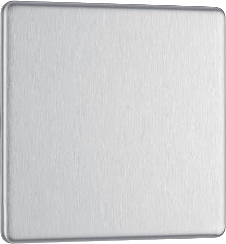 BG Electrical Single Blank Screwless Blank Plate, Brushed Steel von British General