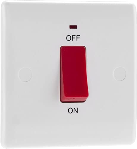 British General 874-01 Nexus weißer geformter Lichtschalter, Neon Double Pole Cooker Control Unit von British General