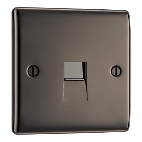 Nexus Metal Telephone Socket, Master 1 Gang, Screw Connection - Black Nickel von British General