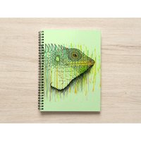 Leguan Notizbuch - Tier 80 Seiten Spiral Journal Eidechse Grünes Zeichnung Aquarell Marker von BritneyElizabethArt