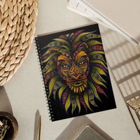 Löwen Notizbuch - Tier 80 Seiten Spiral Journal Cäsar Stammeskunst Zeichnung Buntstifte von BritneyElizabethArt