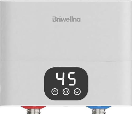 Briwellna Elektrisch Instant Durchlauferhitzer Küche Klein Warmwasserbereiter mit LED Temperaturanzeige 220v 5500W für Küche und Badezimmer von Briwellna
