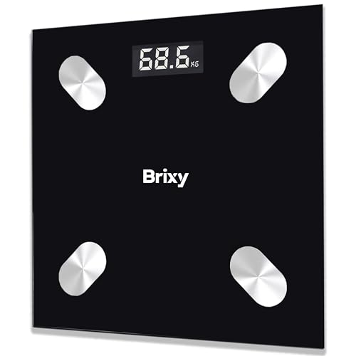 Brixy Digitale Personenwaage mit App - Smart Scale - Intelligente Waage Mit Körperanalyse - Schwarz von Brixy