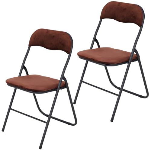 Brixy Klappstühle - 2er Set - Klappstühle - Samt - Esstisch Stühle - Klappstühle - 43 x 47 x 80 cm - Stühle - Braun von Brixy