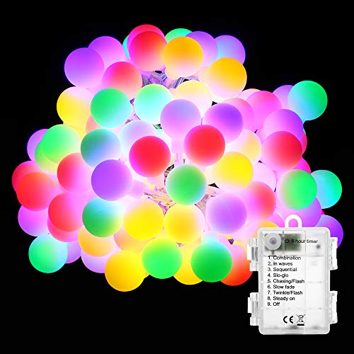 BrizLabs 50er LED Kugel Lichterkette Bunt 5M Batterie Partybeleuchtung Globe Außen, 8 Modi und Timer Funktion, Innen Weihnachtsbeleuchtung Stimmungslichter für Zimmer Hochzeit Party Deko, Mehrfarbig BrizLabs 50er LED Kugel Lichterkette Bunt 5M Batterie Partybeleuchtung Globe Außen, 8 Modi und Timer Funktion, Innen Weihnachtsbeleuchtung Stimmungslichter für Zimmer Hochzeit Party Deko, Mehrfarbig von BrizLabs