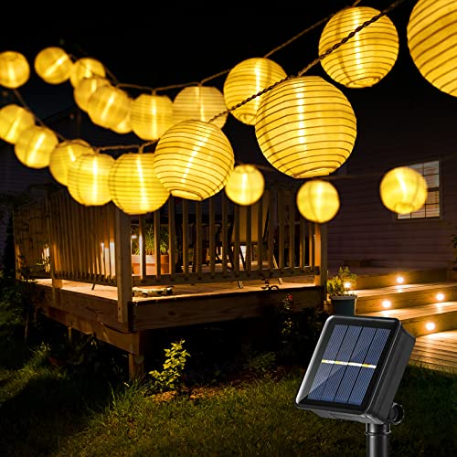 BrizLabs Solar Lichterkette Lampions Außen 6M 30 LED Laternen Lichterkette Aussen Wasserfest 8 Modi Solarbetrieben Beleuchtung Deko für Garten, Hof, Balkon, Terrasse, Party, Hochzeit, Fest, Warmweiß von BrizLabs