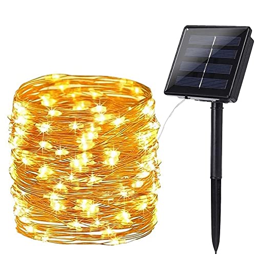 Solar Lichterkette Aussen, BrizLabs 24M 240 LED Außen Lichterkette Wasserdicht Kupferdraht Solarlichterkette 8 Modi Deko für Weihnachten Garten, Balkon, Terrasse, Bäume, Hochzeit, Party, Warmweiß von BrizLabs