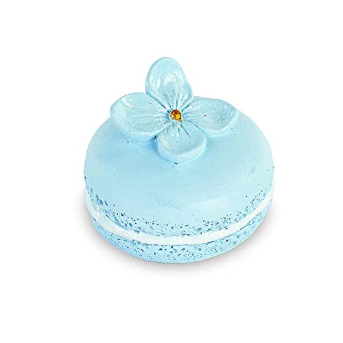 Blauer Macaron Magnet mit Blumen und Glitzer, Größe: 4 cm von Brizzolari