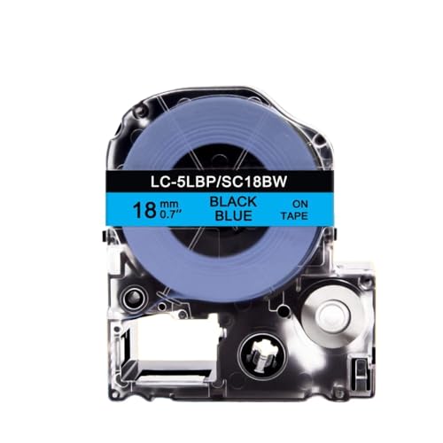 1PCS 18mm Labelbandkapitibel mit ST18KW SS18KW SC18RW SC18YW SC18BW SC18GW Mischtöne Farben funktionieren mit LW400 LW500 LW700 -Etikettdrucker(Black on Blue) von BrmElok