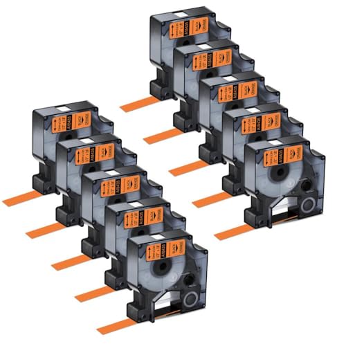 3 4 5 10pk kompatible Druckbänder Kompatibel mit Etikettendrucker 450 Duo funktioniert mit A18444 18432 Schwarze Ind -Bänder(10PK Black on Orange) von BrmElok
