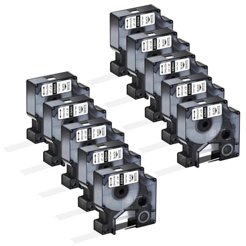 3 4 5 10pk kompatible Druckbänder Kompatibel mit Etikettendrucker 450 Duo funktioniert mit A18444 18432 Schwarze Ind -Bänder(10PK Black on White) von BrmElok