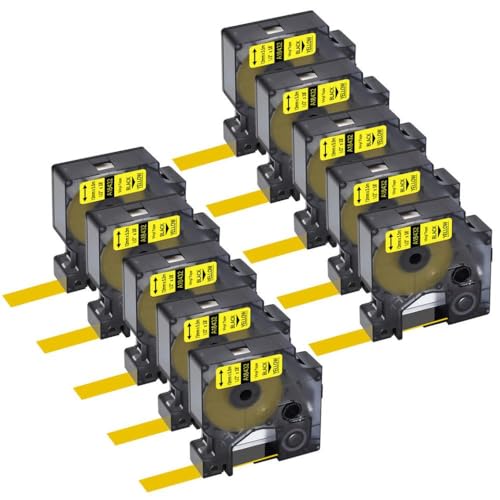 3 4 5 10pk kompatible Druckbänder Kompatibel mit Etikettendrucker 450 Duo funktioniert mit A18444 18432 Schwarze Ind -Bänder(10PK Black on Yellow) von BrmElok