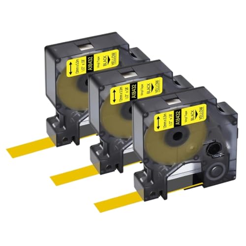 3 4 5 10pk kompatible Druckbänder Kompatibel mit Etikettendrucker 450 Duo funktioniert mit A18444 18432 Schwarze Ind -Bänder(3PK Black on Yellow) von BrmElok