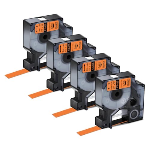 3 4 5 10pk kompatible Druckbänder Kompatibel mit Etikettendrucker 450 Duo funktioniert mit A18444 18432 Schwarze Ind -Bänder(4PK Black on Orange) von BrmElok