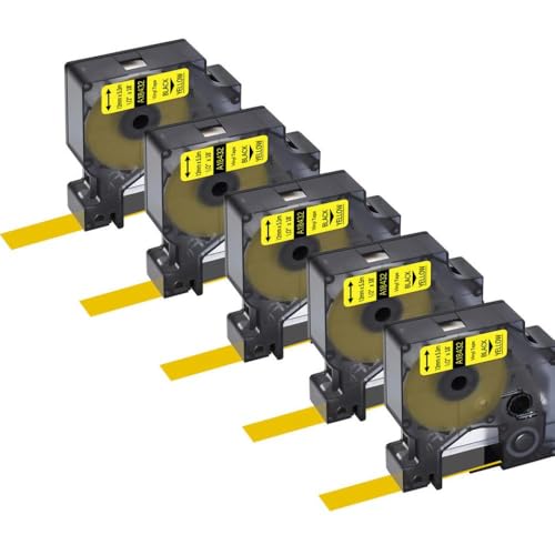 3 4 5 10pk kompatible Druckbänder Kompatibel mit Etikettendrucker 450 Duo funktioniert mit A18444 18432 Schwarze Ind -Bänder(5PK Black on Yellow) von BrmElok