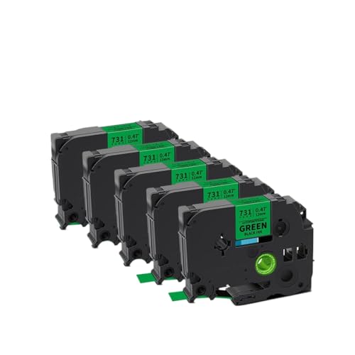 3 5 12mm Labelband funktioniert mit Tze231 Tze631 Tze131 Fits Label Maker Pt-H110 P710 1PK 3pk 5pk(5PK Black on Green) von BrmElok