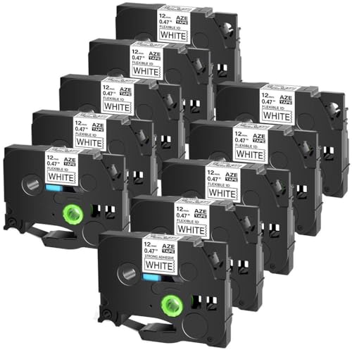 BrmElok 10pk Flexible ID-Laminat kompatibel mit Tze-FX231 Schwarz auf weißer 12 mm Kompatibel mit Etikettendrucker Universelle Verwendung BrmElok 10pk Flexible ID-Laminat kompatibel mit Tze-FX231 Schwarz auf weißer 12 mm Kompatibel mit Etikettendrucker Universelle Verwendung von BrmElok
