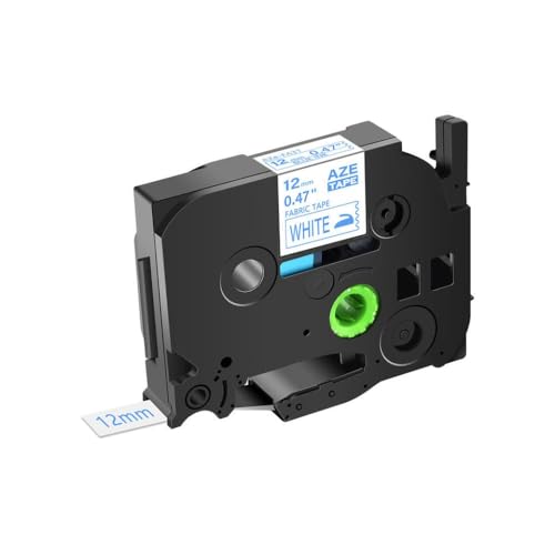 BrmElok 12 mm Eisen auf Stoff Etikett Bändern Kompatibel mit kompatible Etikettendrucker wie PT200 PT100 funktioniert mit TZ Tze-FA231 TZE-FA3 FA3R-Band(Blue on White) von BrmElok