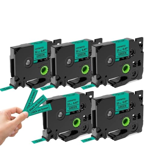 BrmElok 5 Pack Tze-231 12mm Beschriftungsband kompatibel mit Etikettdrucker PTD200 PTP710BT PTP900 PT2310 PT2610 PTPEXECUT W PTDFEMALE und ähnliche Modelle(5pack tze-735) von BrmElok