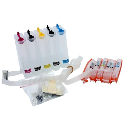 BrmElok Kompatibler CISS-System Kompatibel mit Drucker MG7730 MG6930 MG5730 TS9030 TS8030 TS6030 TS5030 WIRKLICH MIT JPN BCI-370 BCI-371 BCI370 BCI371 Tink-POGTRIDURSEN(5C PK BK C M Y) von BrmElok