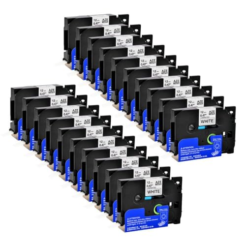 BrmElok Schwarz auf weißem TZ-231 10 20pk-Etikettenbänder 12mm kompatibel mit TZE-231-Bändern Kompatibel mit Etikettendruckermaschinen(20PK) von BrmElok