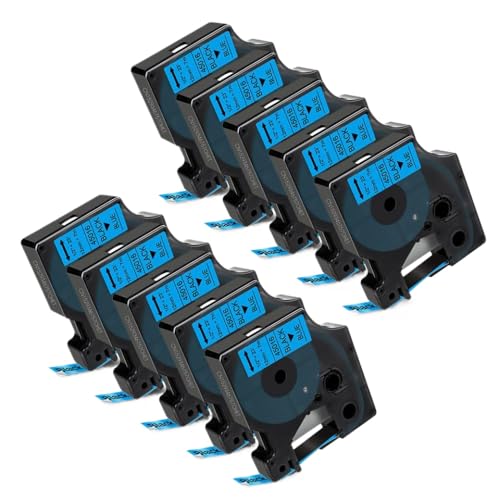 Kompatible Etikettenklebeband Kompatibel mit Etikettendrucker funktioniert mit LabelManager LM160 LM420P D1 12mm 5 10pk Modelle 45013 45010 45018(10PK Black on Blue) von BrmElok