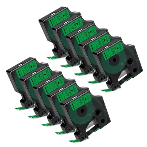 Kompatible Etikettenklebeband Kompatibel mit Etikettendrucker funktioniert mit LabelManager LM160 LM420P D1 12mm 5 10pk Modelle 45013 45010 45018(10PK Black on Green) von BrmElok