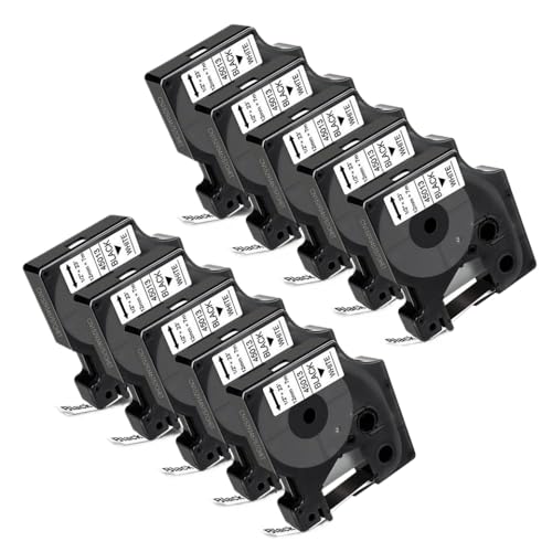 Kompatible Etikettenklebeband Kompatibel mit Etikettendrucker funktioniert mit LabelManager LM160 LM420P D1 12mm 5 10pk Modelle 45013 45010 45018(10PK Black on White) von BrmElok