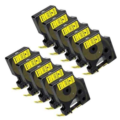 Kompatible Etikettenklebeband Kompatibel mit Etikettendrucker funktioniert mit LabelManager LM160 LM420P D1 12mm 5 10pk Modelle 45013 45010 45018(10PK Black on Yellow) von BrmElok