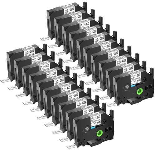 Wärme-Schrumpfrohrbezeichnungen mit HS HSE-231 HSE-631 Schwarz auf weiß gelben Arbeiten mit Etikettendrucker 3 5 10 20 Packs kompatibel(20PK Black on White) von BrmElok