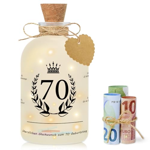 Brmeday 70 Geburtstag Frau Mann LED Flaschenlicht, Geldgeschenke Verpackungen Nachtlicht, Personalisiertes Geschenk zum 70.Geburtstag Tischdeko Brmeday 70 Geburtstag Frau Mann LED Flaschenlicht, Geldgeschenke Verpackungen Nachtlicht, Personalisiertes Geschenk zum 70.Geburtstag Tischdeko von Brmeday