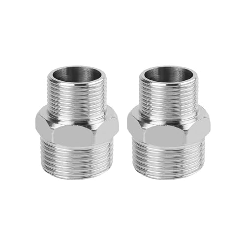 2 Stück Rohrverbinder aus Edelstahl, Sechskant-Anschluss (Hex Nippel), männlich 1/2 Zoll auf männlich, 1/2 Zoll BSP für Anschluss von Wasser-, Gas-, Öl- und Umwandlungen/Anpassung, Zubehör von BroLuka