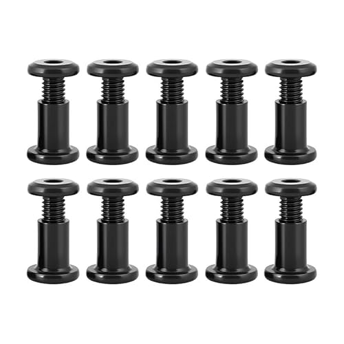 Drenky Connecting Screws M5, Hülsenmuttern, Schwarz, 304, Edelstahl, Zylindermuttern, Kit M5 x 12 mm, Sechskant, 10 Sets Flachsechskantschrauben für Bett (M6 x 20) von BroLuka