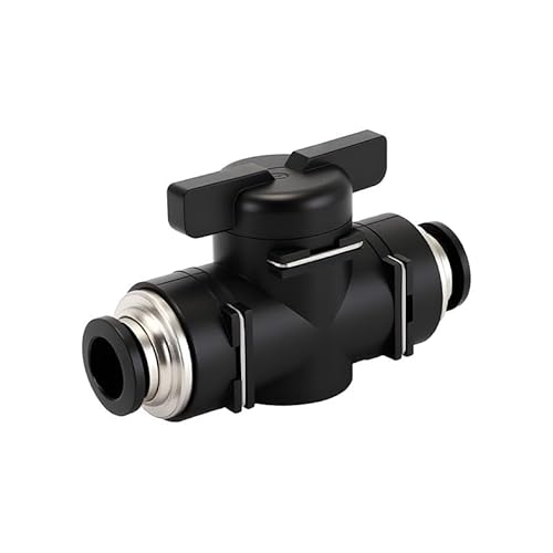 Pneumatischer Kugelhahn, 12 mm, schwarz, Rohrverbindungen mit Direktanschluss, Kugelventil zur Regelung des geraden Luftstroms für pneumatische Hydrauliksysteme Pneumatischer Kugelhahn, 12 mm, schwarz, Rohrverbindungen mit Direktanschluss, Kugelventil zur Regelung des geraden Luftstroms für pneumatische Hydrauliksysteme von BroLuka