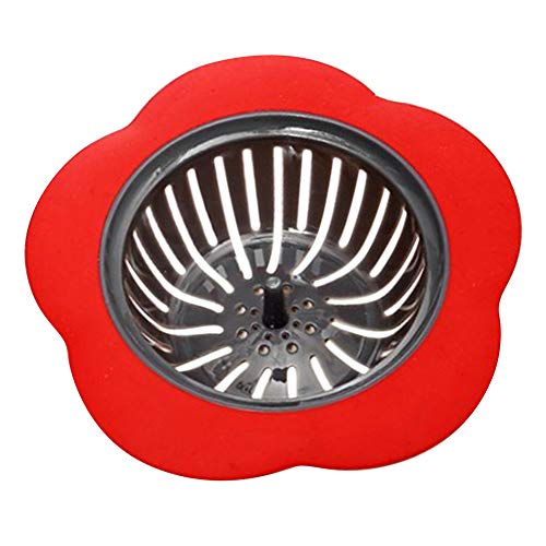Broadroot Blume Form Waschbecken Sieb Küche Badezimmer Ablauf Waschbecken Filter Bad Entwässerung Haarfalle Catcher Abflusssieb (Rot) von WEIPAI