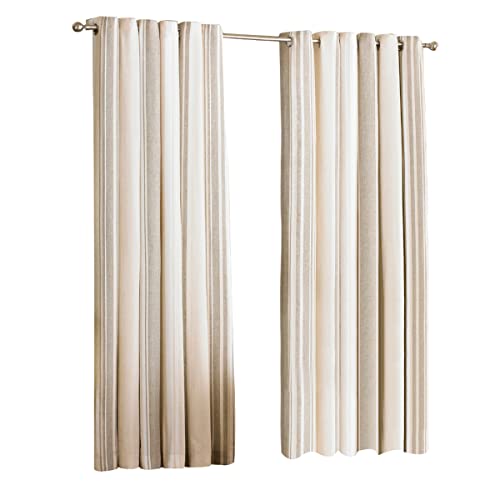 Broadway Stripe Coffee Ring Top Curtains- Beige,168cm x 229cm von Paoletti