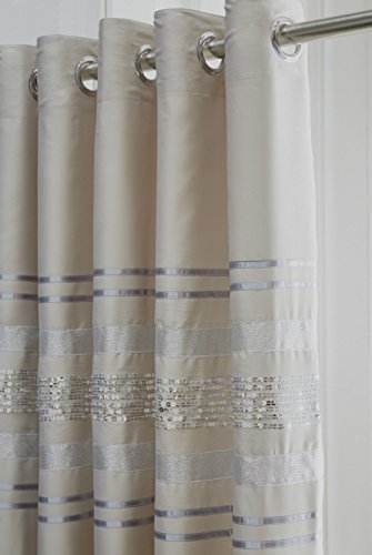 Broadway modernes Ring Top Bereit Voll Gefüttert Pailletten-Design Öse Paar Vorhänge, Polyester, Beige, 168 x 183 cm von Broadway