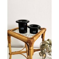 2 Kerzenständer, Asa Selection Aus Keramik 80Er Jahre, Schwarz, Post Modern, Teelichthalter, Kerzenhalter Asa von BrocAntiqueria
