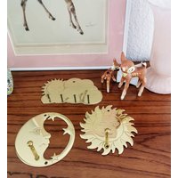 Messing Garderobe, Sonne, Mond, Wolke Aus Messing, Vintage 80Er Jahre Messing Garderobe, Sonne, Mond, Wolke Aus Messing, Vintage 80Er Jahre von BrocAntiqueria